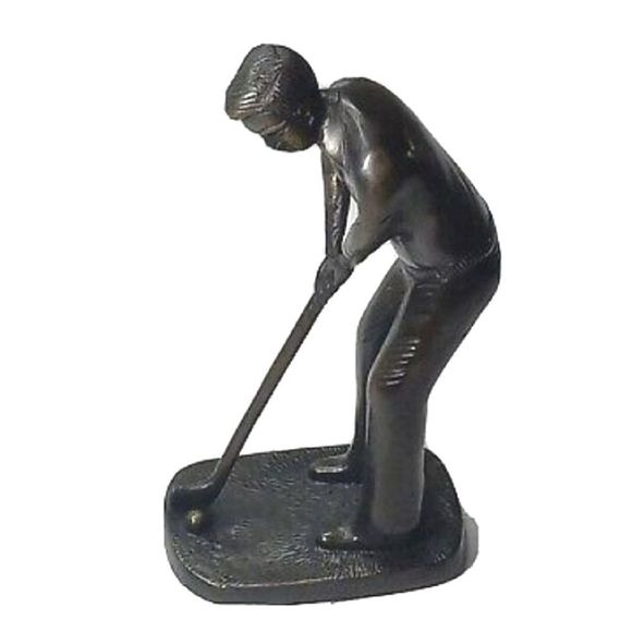 Antique Accents Nwot Antique Vintage Solid Bronze Metal Man Golfer